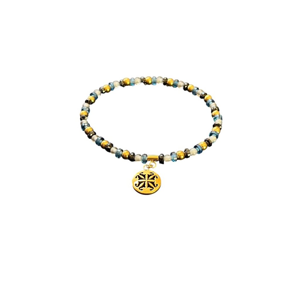 Rustic Cuff Multicolor Beaded Logo Stretch Bracel… - image 3